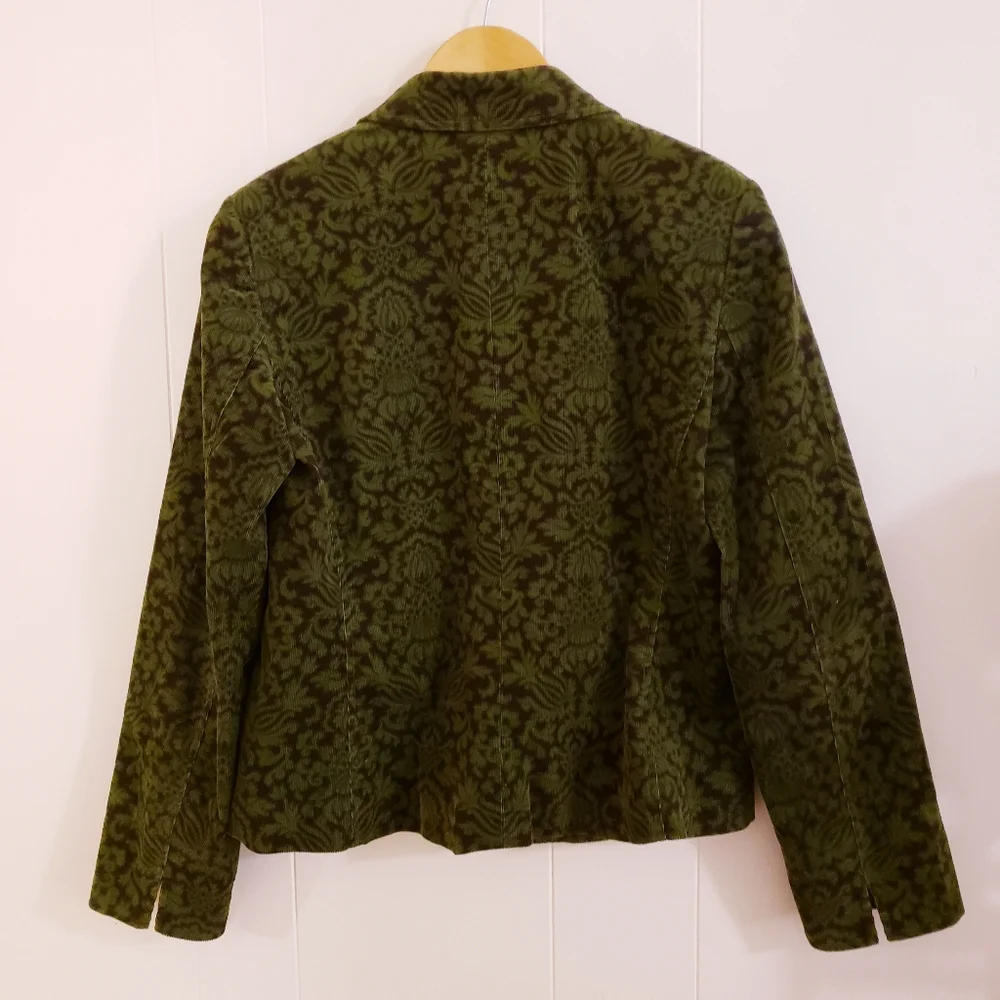 Talbots Women Jacket Size 6 Green Brown Soft Velvet Corduroy Cotton Spandex Blnd - Picture 11 of 12